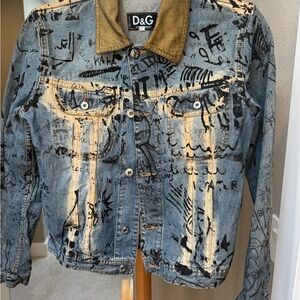 D&G Blue Denim Jacket with Tan Collar